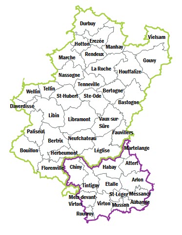 Carte Nord Sud province Luxembourg